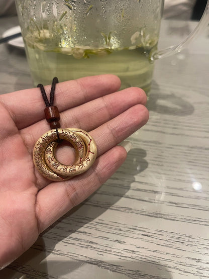 Brass Qiankun Circle Pendant Fengshui Handheld Ornament Taoist Amulet