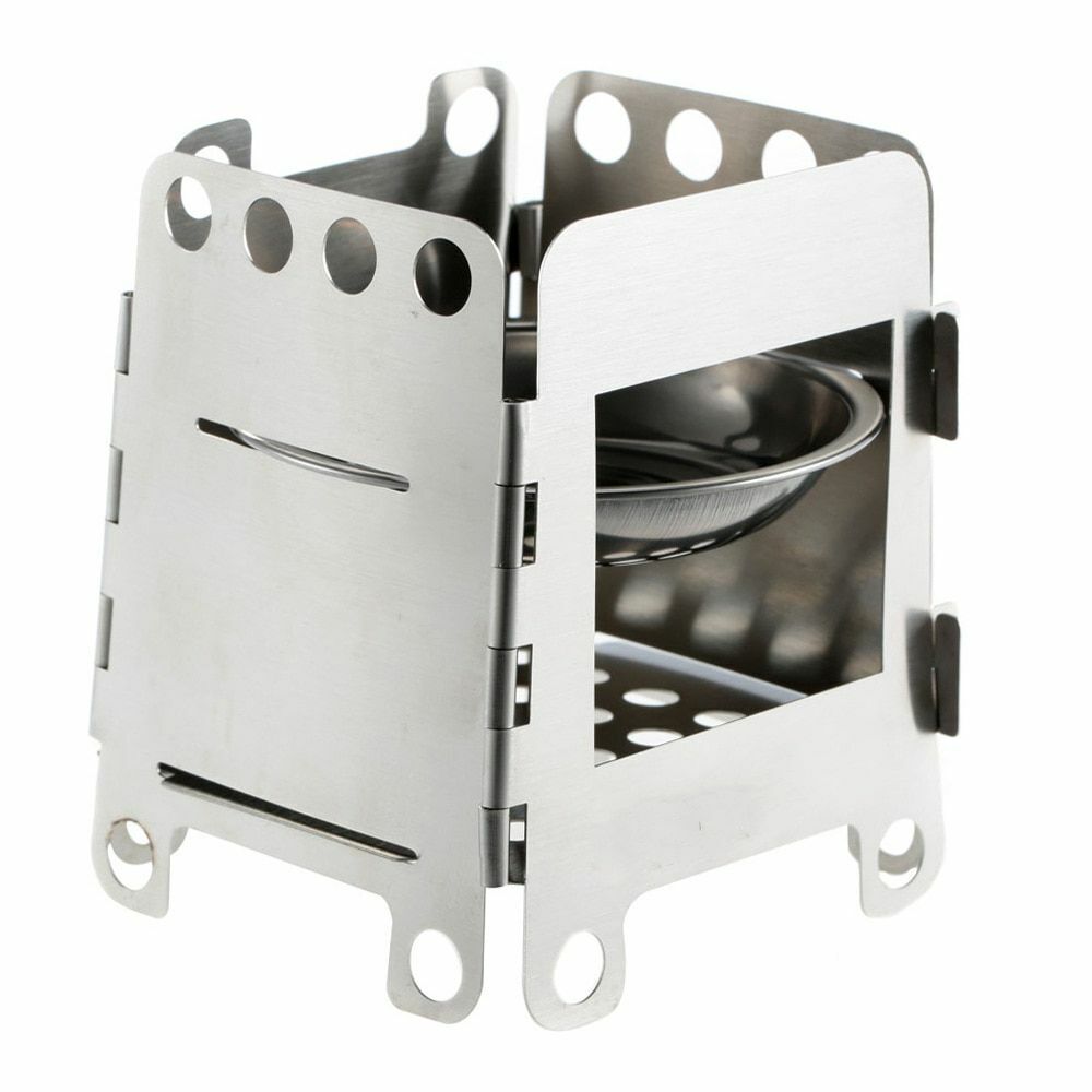 Outdoor camping mini wood stove portable folding alcohol Stainless Steel 11*10*3