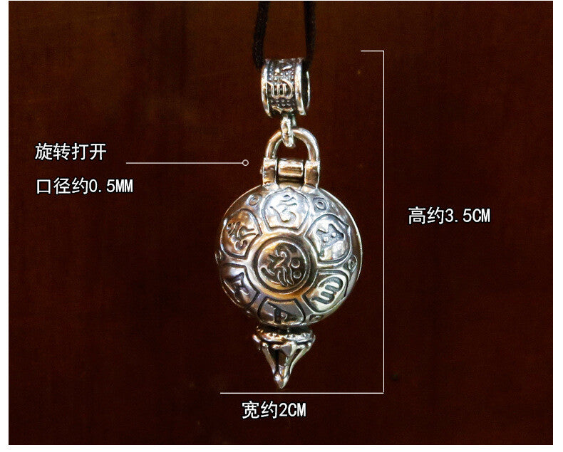 Old Silver Cross Vajra Pestle Ga Wu Box Necklace Pendant Ornaments
