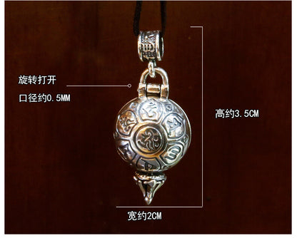 Old Silver Cross Vajra Pestle Ga Wu Box Necklace Pendant Ornaments