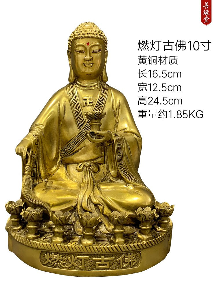 Brass Burning Lamp Ancient Buddha Statue Buddhist Temple Statue Home Design
