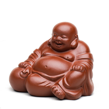 Chinese Yixing Zisha Pottery Lovable Buddhism Maitreya Buddha Tea Pet Statues 57