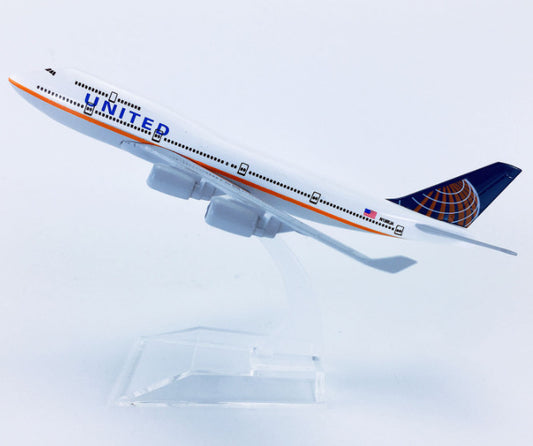 16cm United Boeing 747-400 Passenger Airplane Diecast Plane Metal Aircraft Model