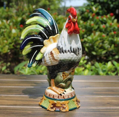 Chinese Feng Shui Porcelain Rooster Statue Cock Figurine Craft Home Decor