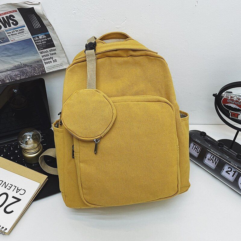 Green Leisure Canvas Backpack College Student School Book Bag Traveling Rucksack