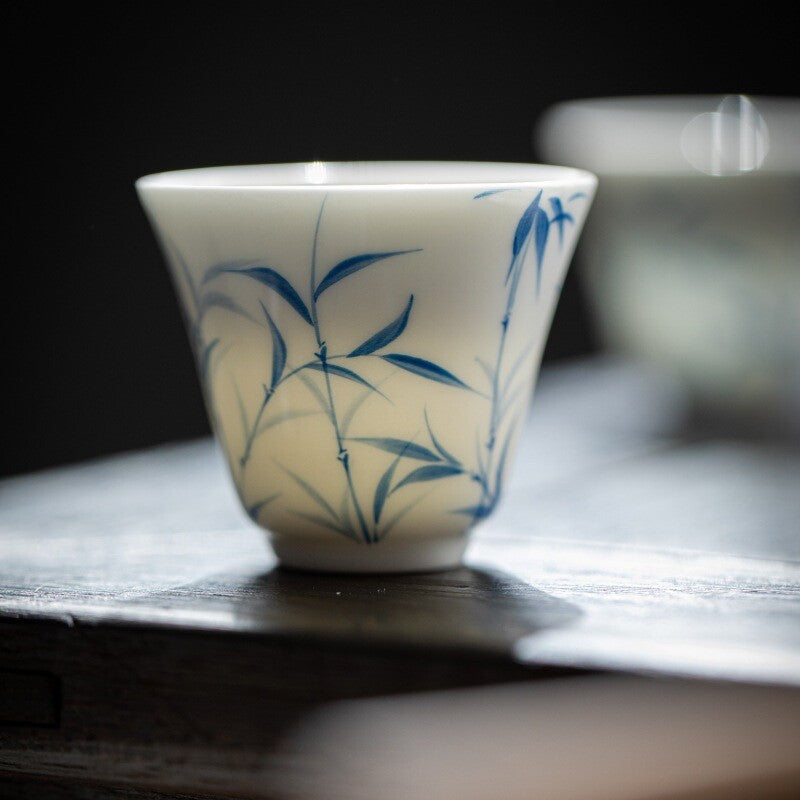 1pc Hand-Painted Bamboo Tea Cup Home Kung Fu Tea Ceramic Master Cup