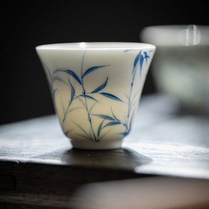 1pc Hand-Painted Bamboo Tea Cup Home Kung Fu Tea Ceramic Master Cup