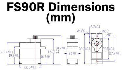 2 Pack FS90R Continuous Rotation Servo, Mini Size, 9g Weight, 32.6mm x 12.5mm...