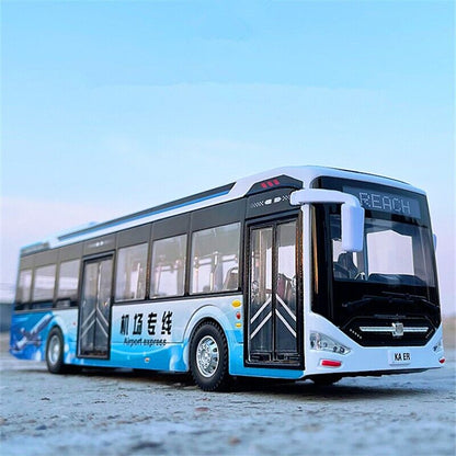 Large Size Tourist City Bus Diecast Model Toy Car Vehicle Sound Light Kids Gift