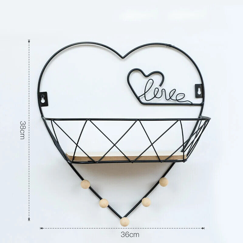 Wall Display Stands Iron+Wood Golden Home Hanging Decorations Storage Rack Hook