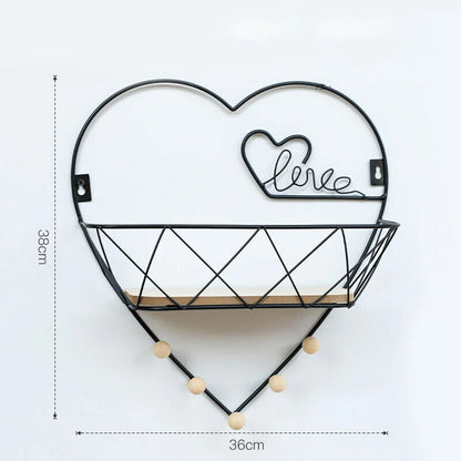 Wall Display Stands Iron+Wood Golden Home Hanging Decorations Storage Rack Hook