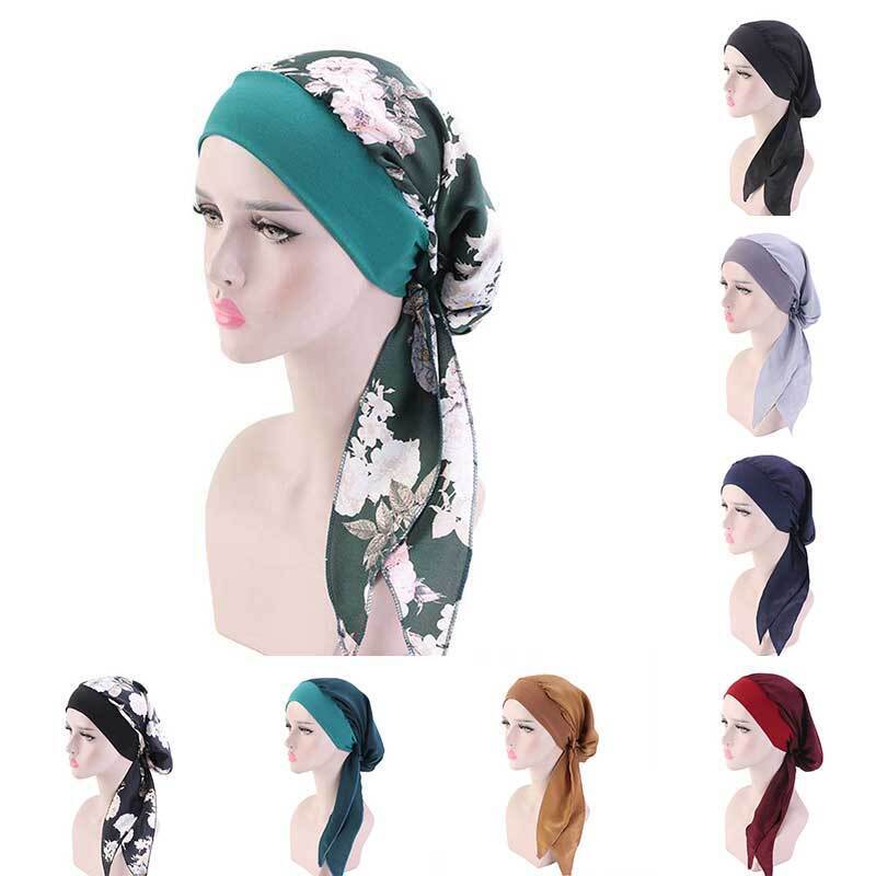 Womens Muslim Hijab Cancer Chemo Hat Turban Hair Loss Head Wrap Scarf Bandana*US