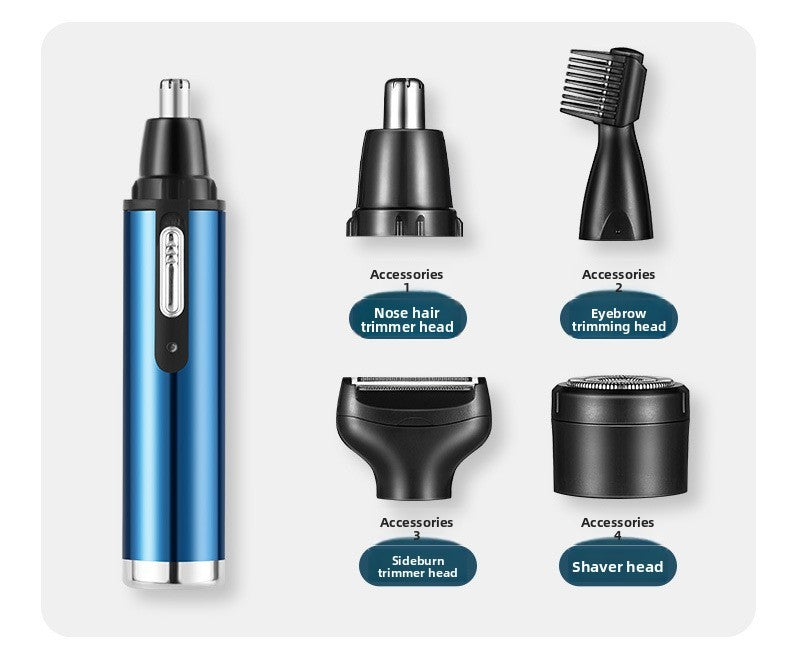 Four in one men's nose hair trimmer, lightweight ear hair shaving device