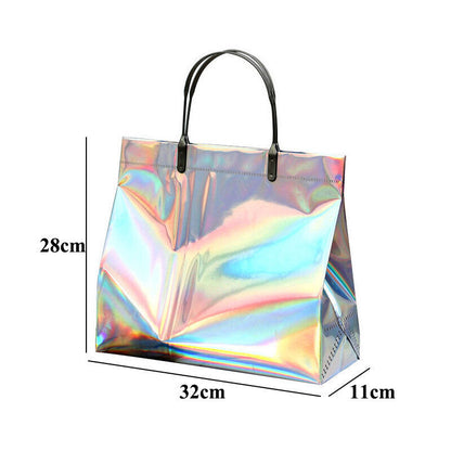 Reusable Shopping Bags Waterproof Storage Bag PVC Laser Tote Shopping Bag Large