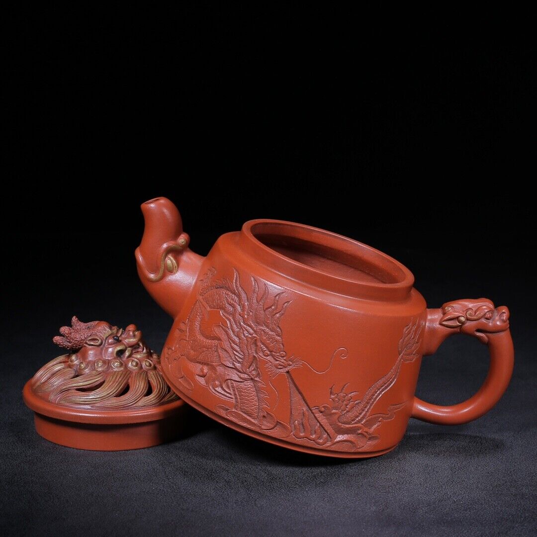 Chinese Yixing Zisha Clay Handmade Exquisite Teapot （龙吟（描金） 底款：朱可心）