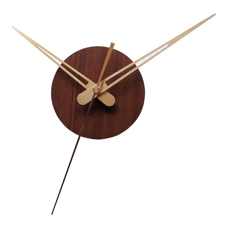 DIY Wall Clocks Wooden Round Plastic Cover Sweep Movement Gold Long Hands 10x1cm
