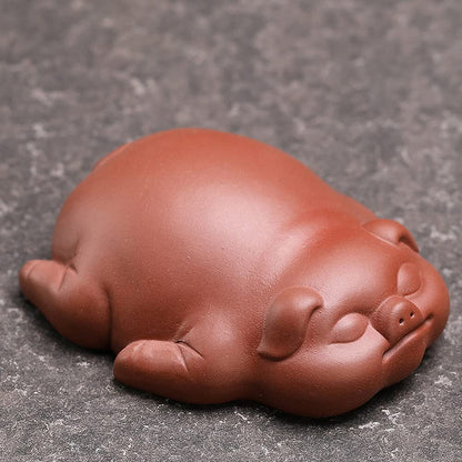 8cm Purple Sand Pig Tea Pet Ornaments Tea Play Kung Fu Tea Decor