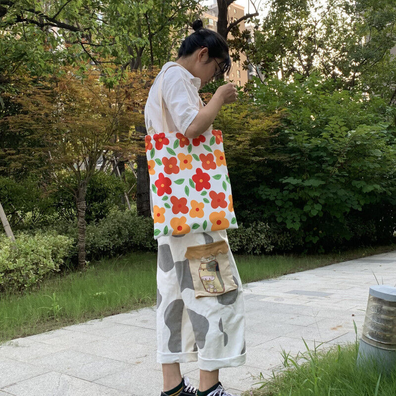 Fashion Colorful Elegant Canvas Unikko Poppy Tote Bag,Shopping Bag For Her