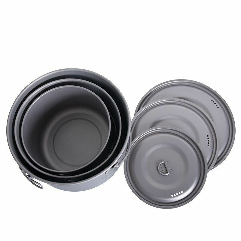 Pot 1.3L / 1.95L / 2.9L Camping Titanium Cookware Lid Lightweight Cooking Kit