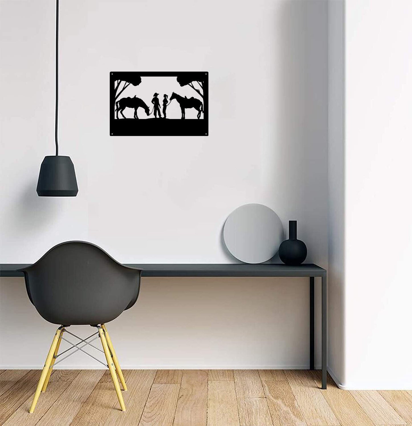 Chance Meeting Cowboy and Cowgirl Wall Art (13.5 x 9) Metal Wall Art