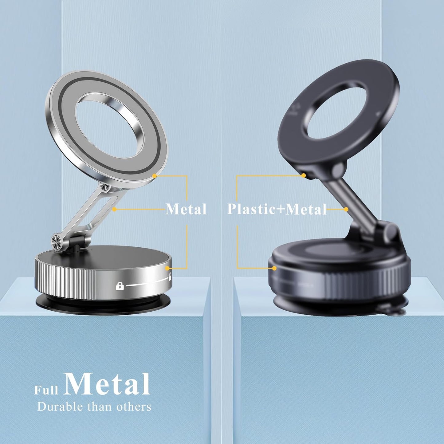 Vacuum Magnetic Phone Holder for Car,Full Metal Body,Vacuum Suction Phone Mount,