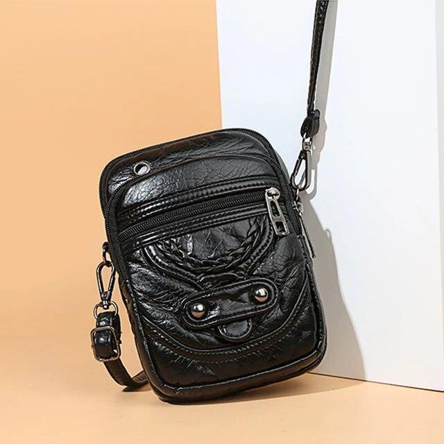 Crossbody Bag for Women Leather Handbag Mini Shoulder Bag Purses Brown