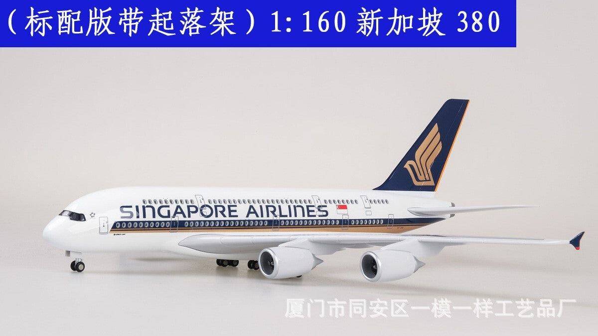 45CM 1:160 Singapore Model Airlines Airbus A380 Resin Airplane Display Model Toy