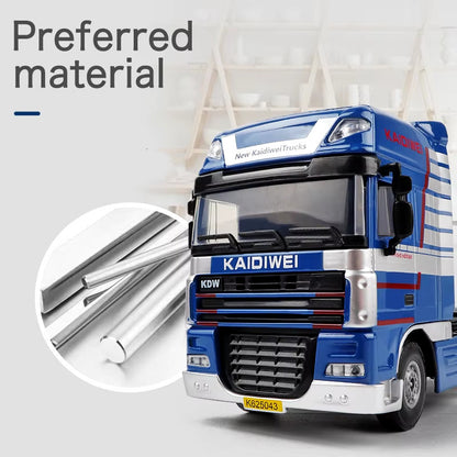 Alloy Double Deck Flatbed Trailer Model Diecast Metal Heavy Semi Trailer Transpo