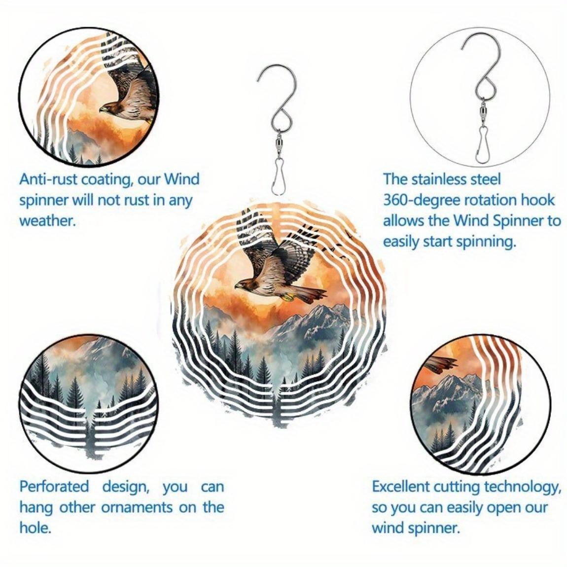 CIFbuy 3D Eagle Wind Chime Kinetic Metal Art Outdoor Garden Decor