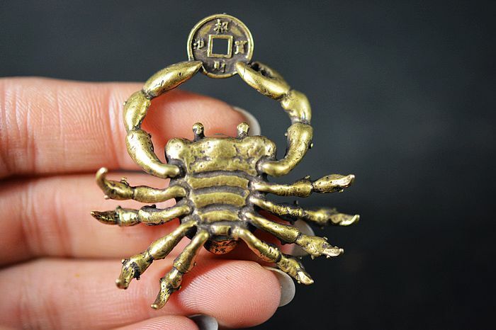 Collected Brass Antique Treasure Crab Small Ornament Tea Pet Pendant Statue