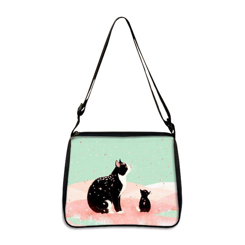 Funny Cat Cosplay Messenger Bag Handbag Canvas Underarm Shoulder Bags Crossbody