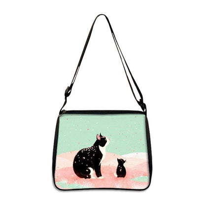 Funny Cat Cosplay Messenger Bag Handbag Canvas Underarm Shoulder Bags Crossbody