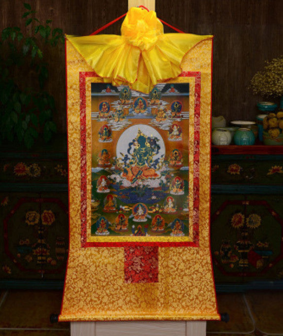 Tibet Tibetan Buddha Print Silk Gild Thangka Thanka Buddhism 21 Tara Guanyi