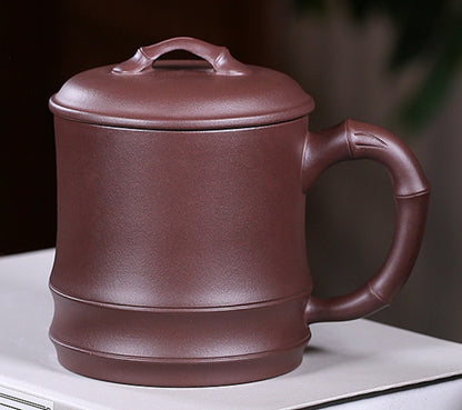 Chinese Yixing Zisha Purple Clay Handmade Bamboo Joint Gongfu Teacup Water Mug