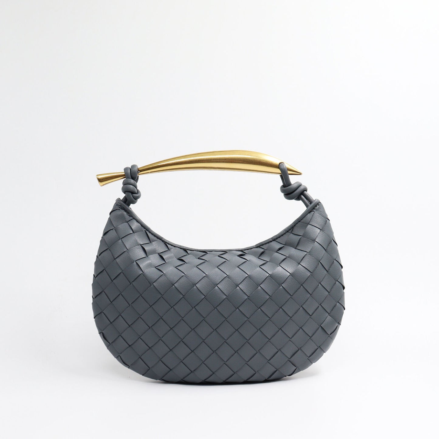 Woven Microfiber Leather Top Metal Handle Clutch Handbag Purse Tote Fashion Bag