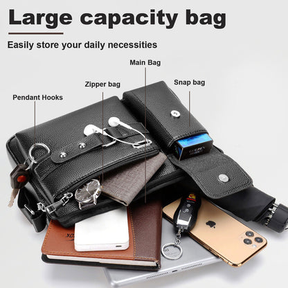 Men's Business Handbag Leather Crossbody Bag Briefcase Shoulder Messenger Bag