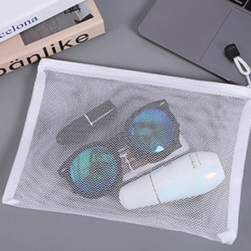 Transparent Nylon Mesh Bag Makeup Cosmetic Storage Purse Zipper Travel Organizer