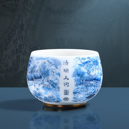Porcelain Tea Cup Along The River During The Qingming Festival Print Master Cup