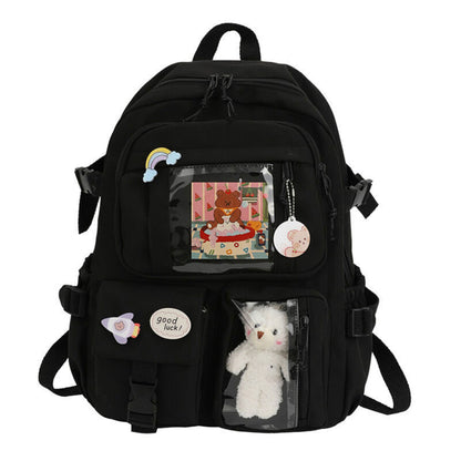 Large Capacity Backpack School Bag Laptop Girls Travel Bag With Pin