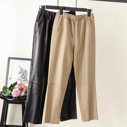 Women Pants Real Leather Leather Trousers High Waist Harem Plus Size Streetwear