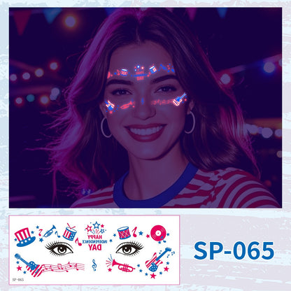 USA Party Neon Dance Glow Fluorescent Face Stickers Tattoo Stickers160*65mm