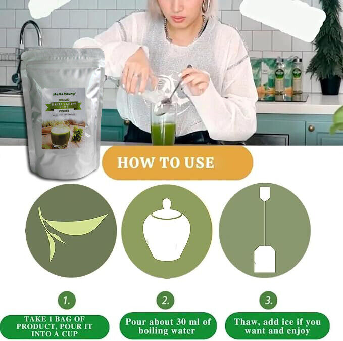 Green Tea Barley Grass Powdered Drink Rich in Immune Vitamin, Fibers, Minerals