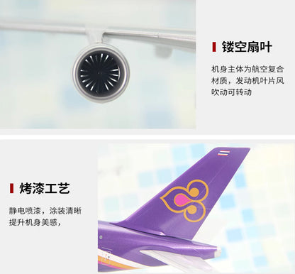 1:200 37CM RISESOON THAI Airbus A380-800 Passenger Plane ABS Plastic Plane Model