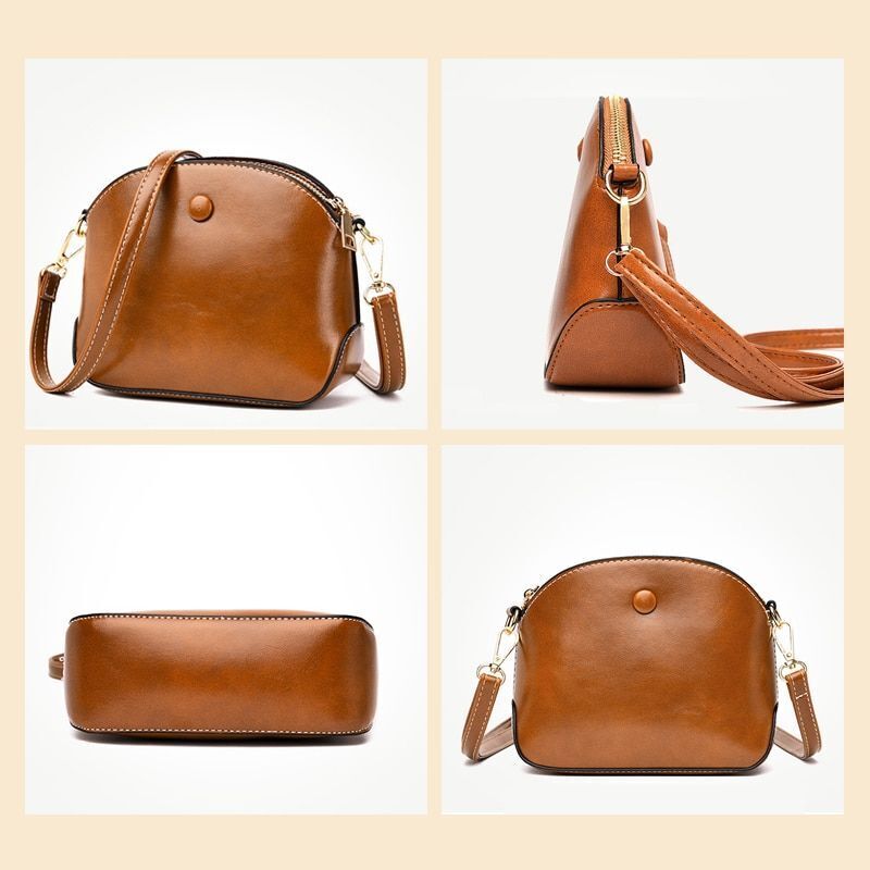 Vintage Shell Shoulder Bag High Quality Oil Synthetic Leather Bags Handbag Purse