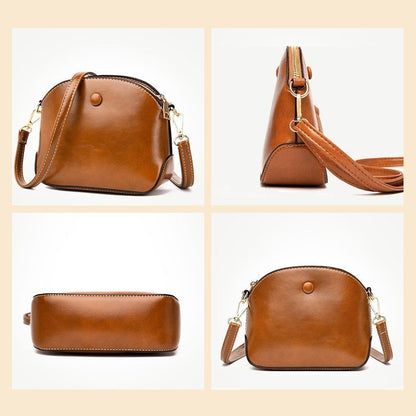 Vintage Shell Shoulder Bag High Quality Oil Synthetic Leather Bags Handbag Purse