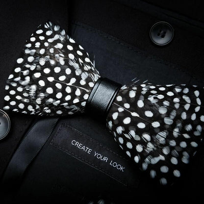 Men's Luxury Bowtie 12x5cm Peacock Feather Leather Bow Ties Fashion Party Formal