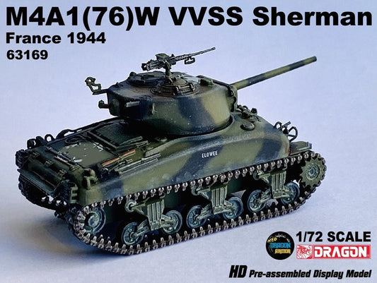 Dragon 63169 1/72 US M4A1(76)W VVSS Shellman Tank French 1944 Finished Model