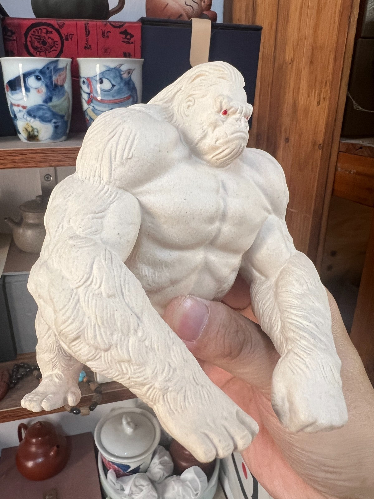 yixing accessories zisha tea pet King Kong decoration white Duan Clay gorilla