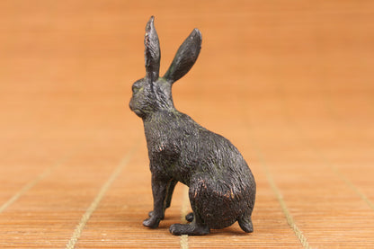 Rare Collection Chinese bronze hand made rabbit statue figure gift table deco