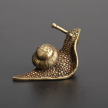 Chinese old Antique Collectible Bronze snail Tea spoon Pendants statue